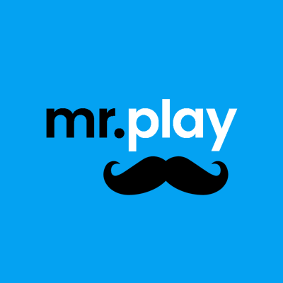 Mr Play Square Logo Blue Background