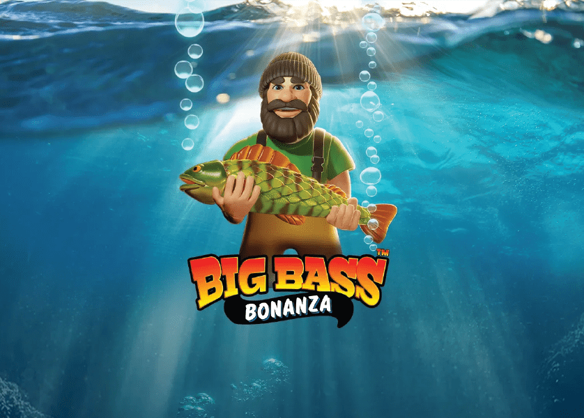 Big Bass Bonanza Game Cover. Man catching fish