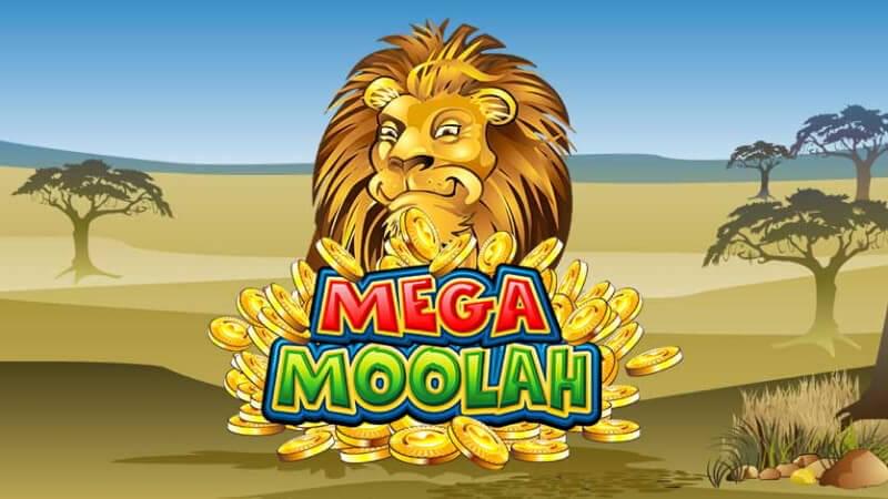 Mega Moolah Game logo Lion with gold coins