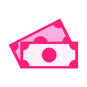 Payouts icon in pink. Bank notes.