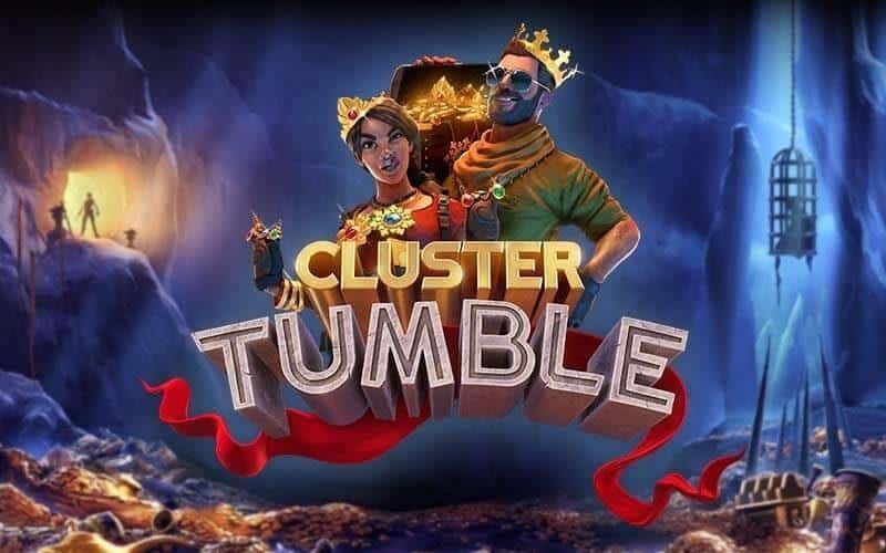 Cluster Tumble Relax Gaming. Man and woman on front cover with gold.