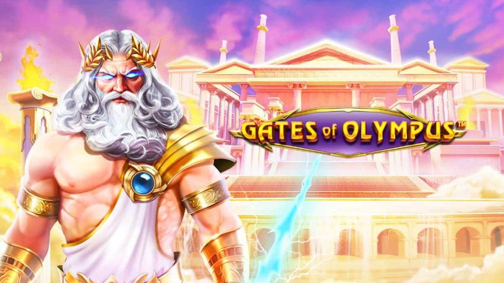 Gates of Olympus Pragmatic Play Slot Cover. Greek God on the front.