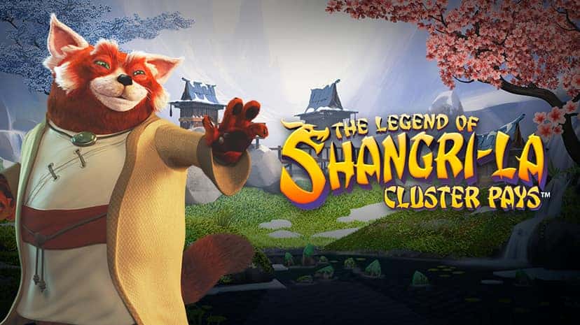 The Legend of Shangri-La Cluster Pays NetEnt. Slot cover with fox on the front in robe.