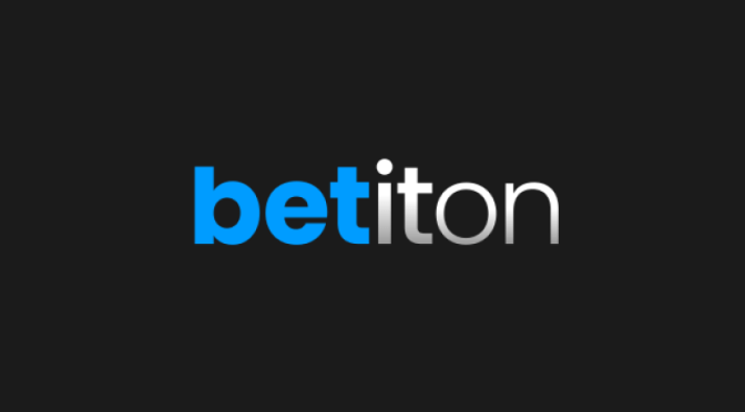 BetItOn Casino Horizontal Logo. Black background with blue and silver text.