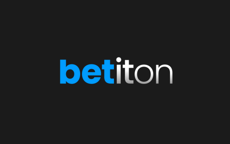 BetItOn Casino Horizontal Logo. Black background with blue and silver text.
