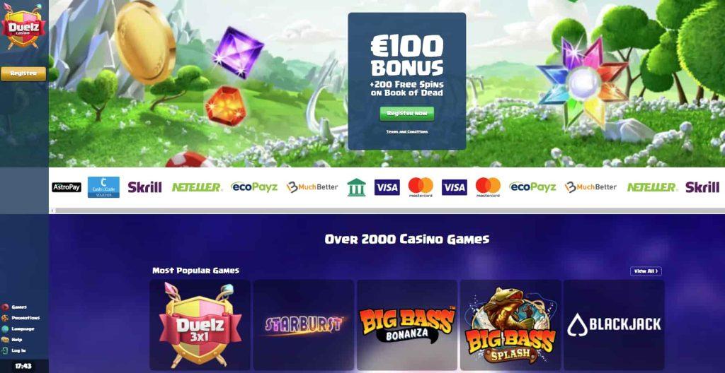 Duelz Casino Welcome Offer Screenshot